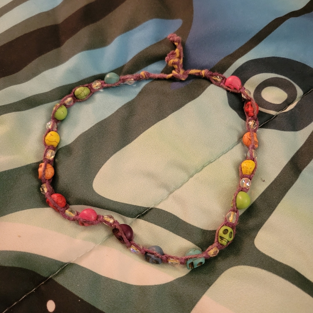Rainbow Skull Choker Necklace